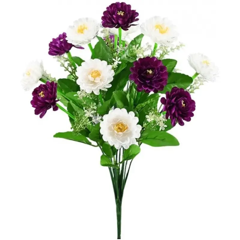 18 Inch Artificial Outdoor Flowers for Cemetery - Waterproof UV Resistant Realistic Silk Bouquets for Gravesite, Headstone & Memorial Decor, Fade Proof All-Weather Sympathy Flowers, Decorative Flowers, Summer to Fall