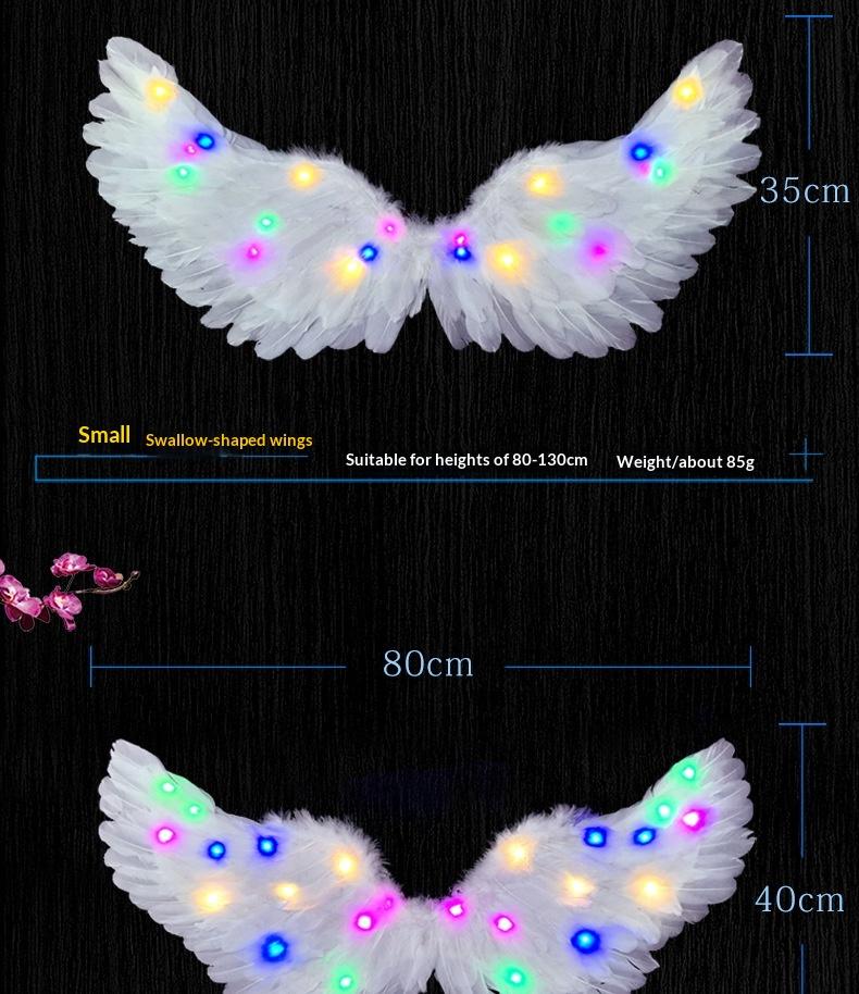 LED Light Source Glowing Feather Wings for Adults & Children Performance Props with Three-speed Switch Colorful Lighting & Built-in Battery