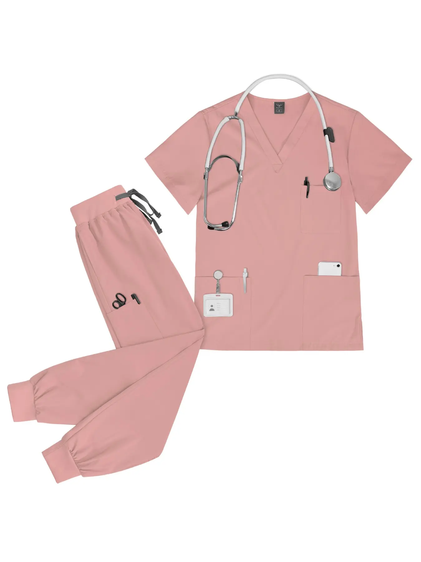 women's Novelty Clothing Set Daily Comfort Loose Short-sleeved V-neck Top and Tied Jogging Pants Suit Fashion Casual Doctor Nurse Medical Scrubs Set Cosplay Uniform Suit Beauty Salon Overalls Workwear Uniform Nurse Uniform Basic