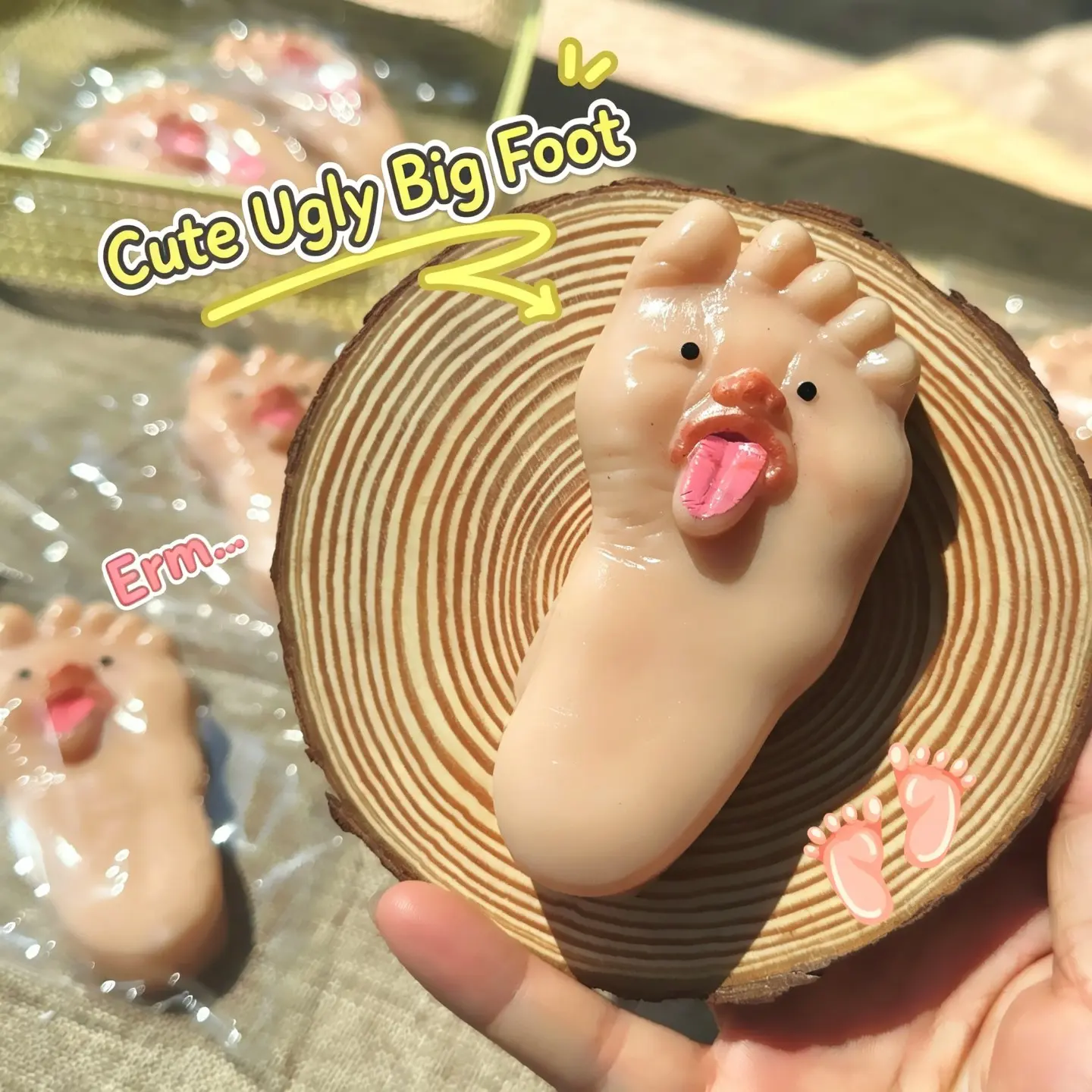 Funny Tongue Out Realistic Big Foot Squishy Toy, Pop Out Tongue Squeeze Fidget Toy, Novelty Prank Gag Stress Relief Fidgeting Desk Toy, Weird Satisfying Birthday Gift for Adults Teens Office Classroom, Squishy Fidgets