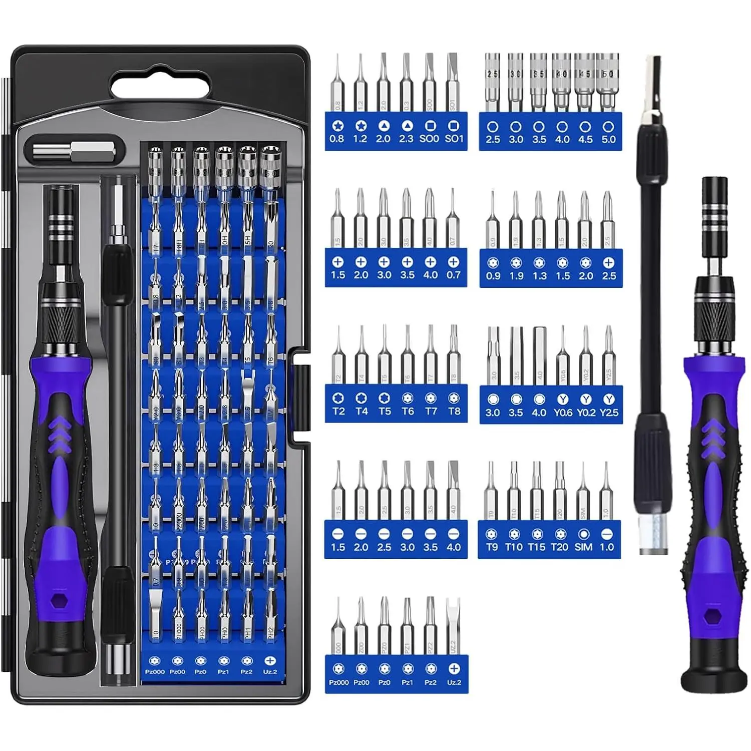 58-in-1 Precision  Set,  Repair Tool Kit with 54 Bits & Extension Rod – for , Android, Laptop, PC, Watch,  Console, Electronics, Toys