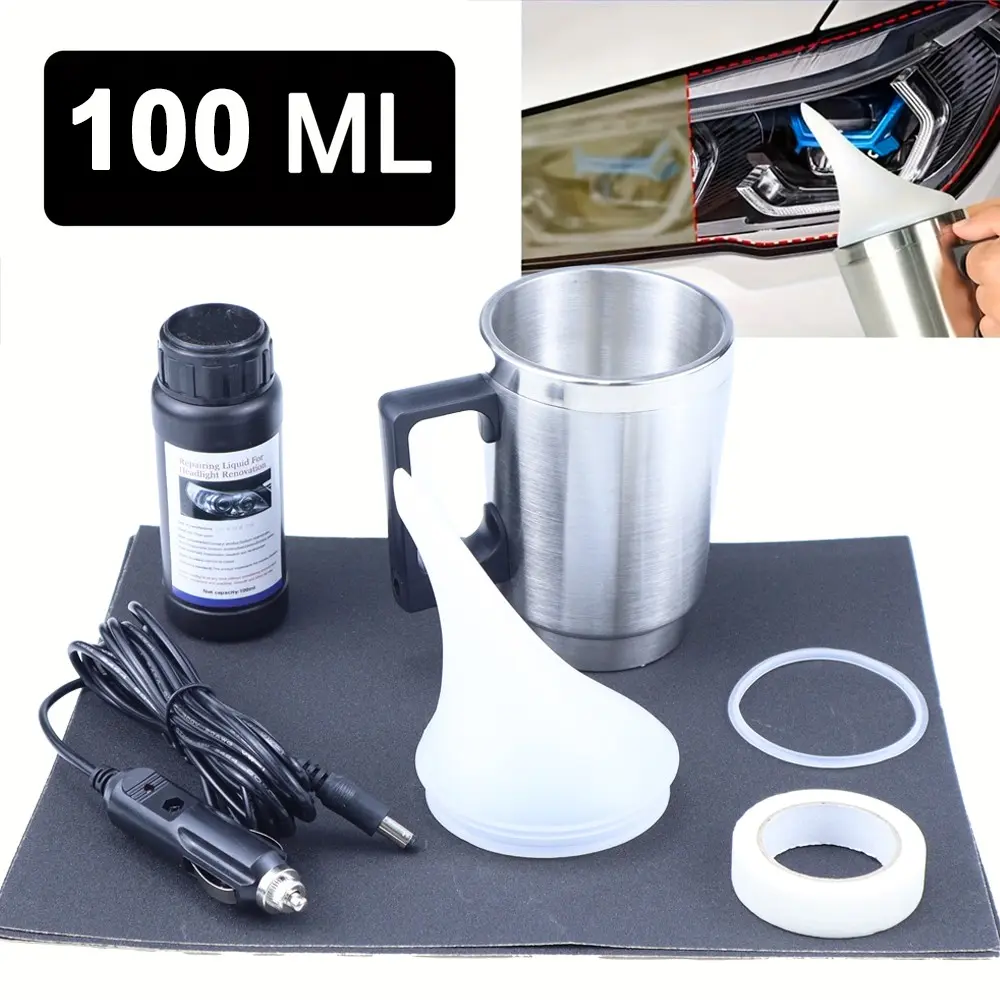 100ML Car Headlight Restoration Kit, Headlight Restorer Kit, Foggy Cracked Headlight Repair Liquid, No Polishing Needed, Improves Clarity, Plastic Material