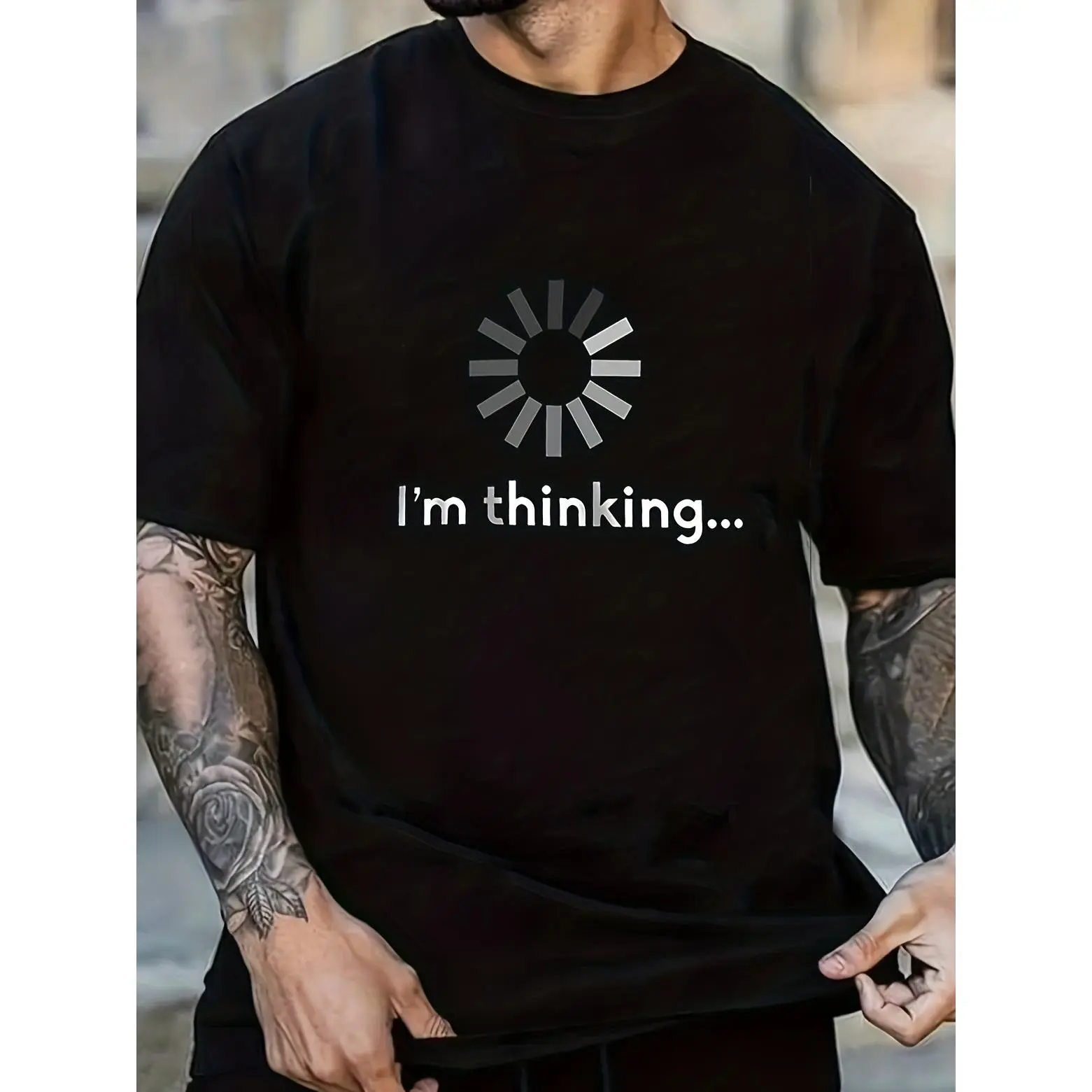 I'm Thinking Loading Wheel T-shirt Humorous Tech Graphic 100% Cotton Black White S-3XL Men's Sarcastic Casual-Wear Programmer-Gift