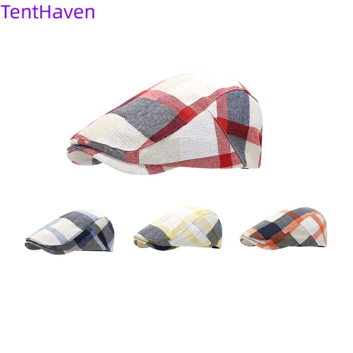 2026 new beret autumn classic plaid short brimmed duckbill hat British retro forward hat trendy painter hat