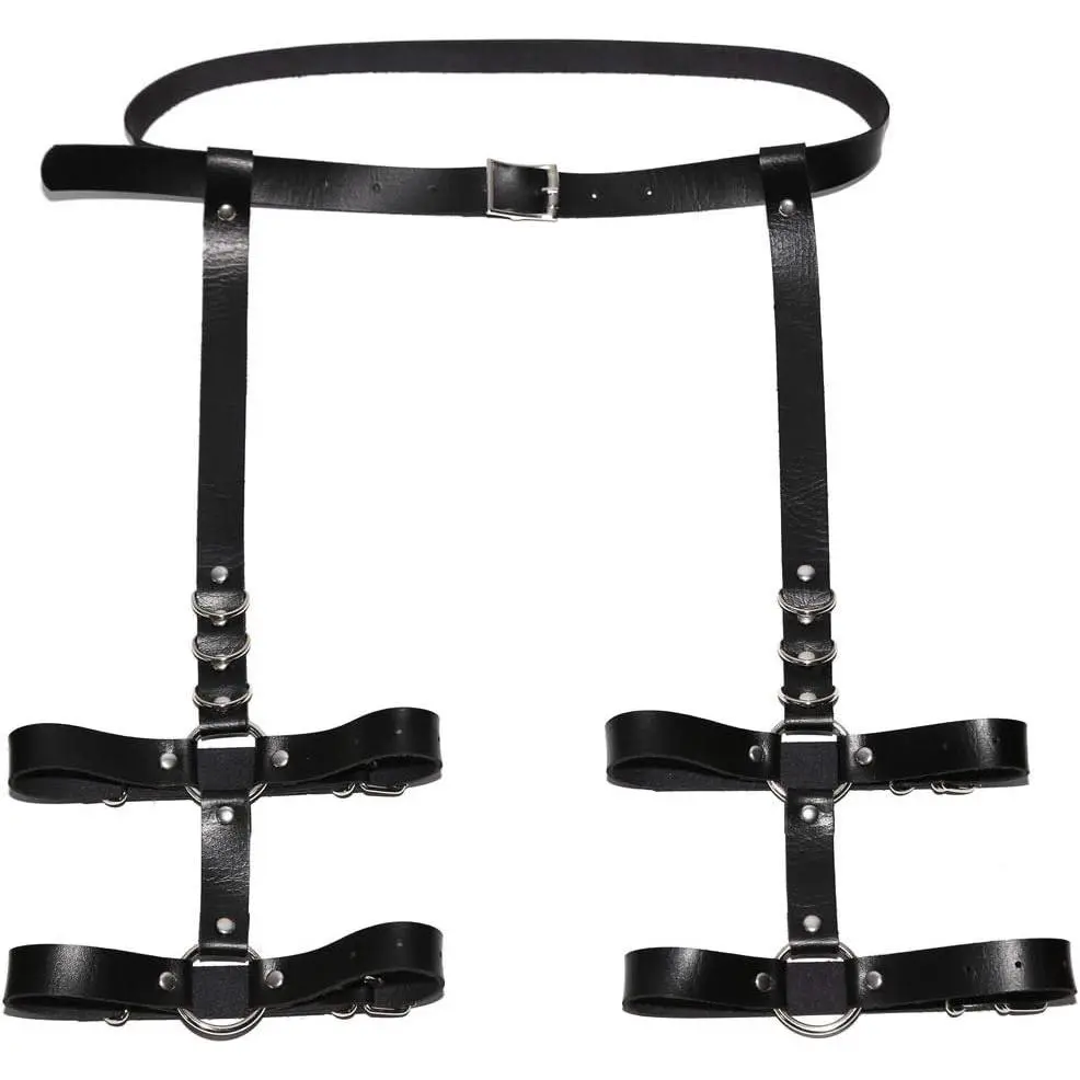 Adjustable Elastice 2 Rows Leather Leg Harness Garter Belt Punk Gothic Thigh Ring Garter