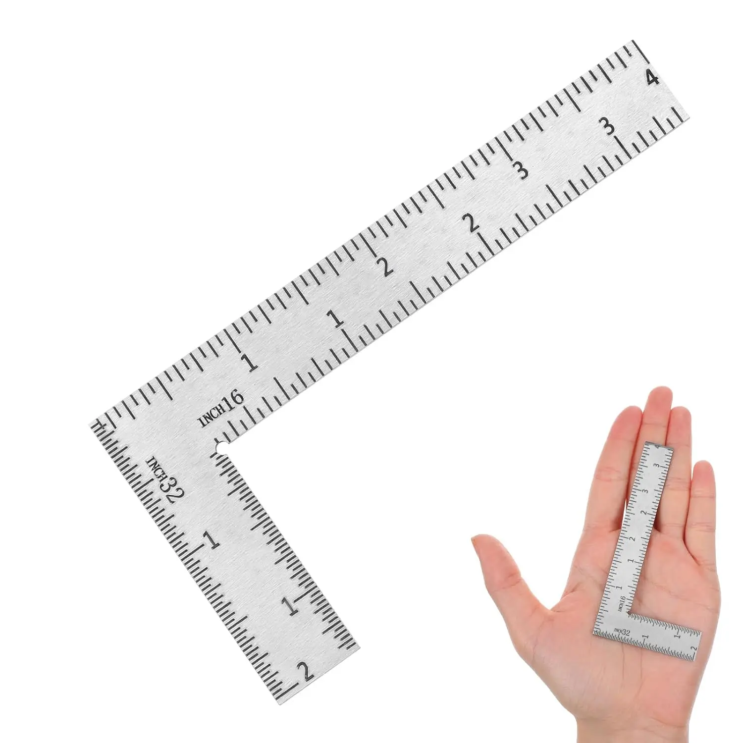L Shaped Ruler 2 inch by 4 inch Small Stainless Steel Right Angle Ruler Square Framing Mini Measuring Tool 90  Square L Rulers for Engineer Carpenter