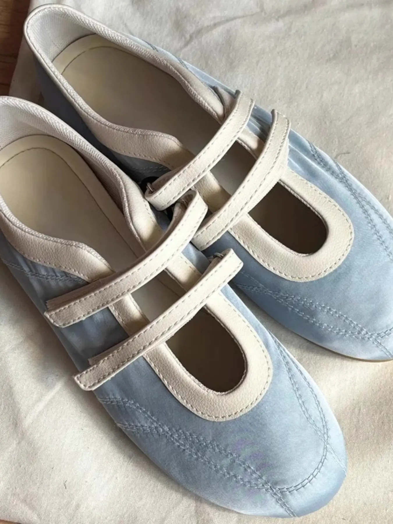 Korean Style Magic Tape Ballet Mary Jane Shoes for Women, Youthful Dopamine Colors, Spring & Fall New Casual Flats