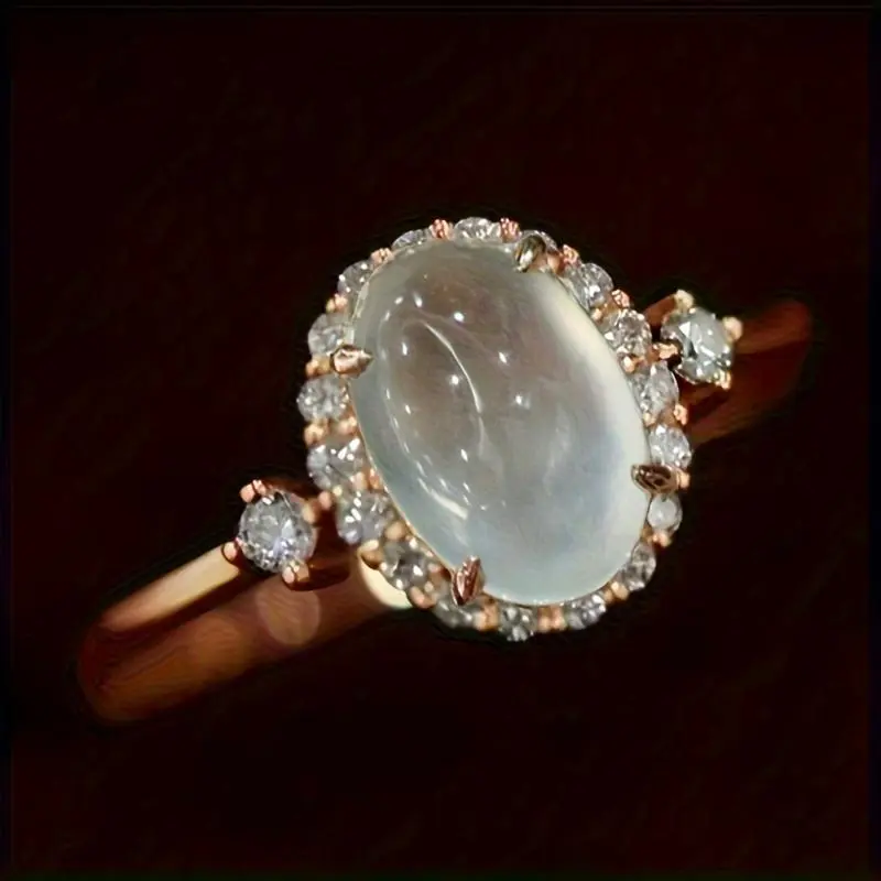 Elegant Promise Ring with Moonstone, Sweet Anniversary Gift for Engagement & Wedding, Party and Banquet Decor, Gift for Her|Elegant Design|Copper Ring