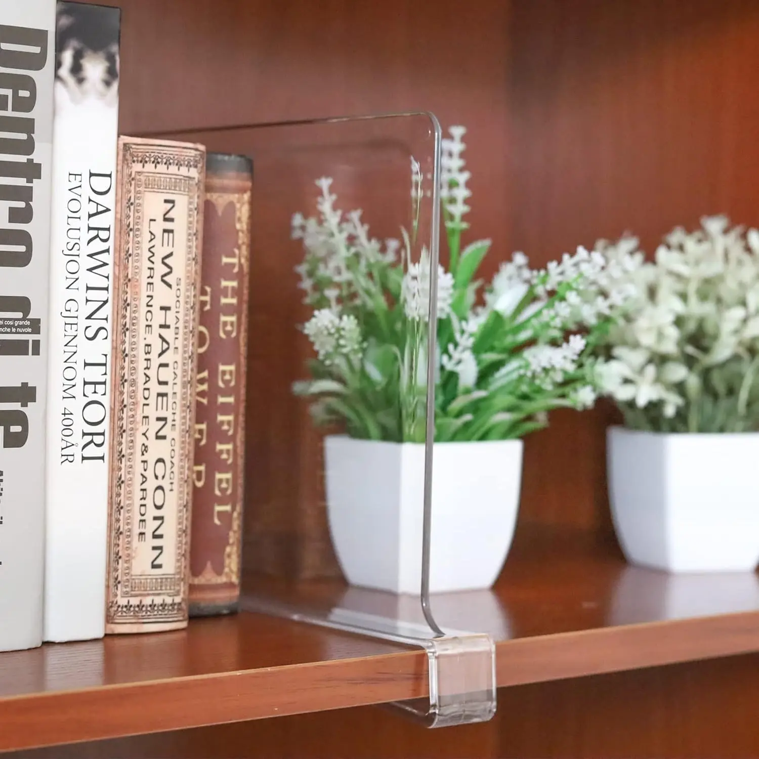 Acrylic Shelf Dividers for Closet Organization, Clear Closet Shelf Separators for Wood Shelves, 12 Pack