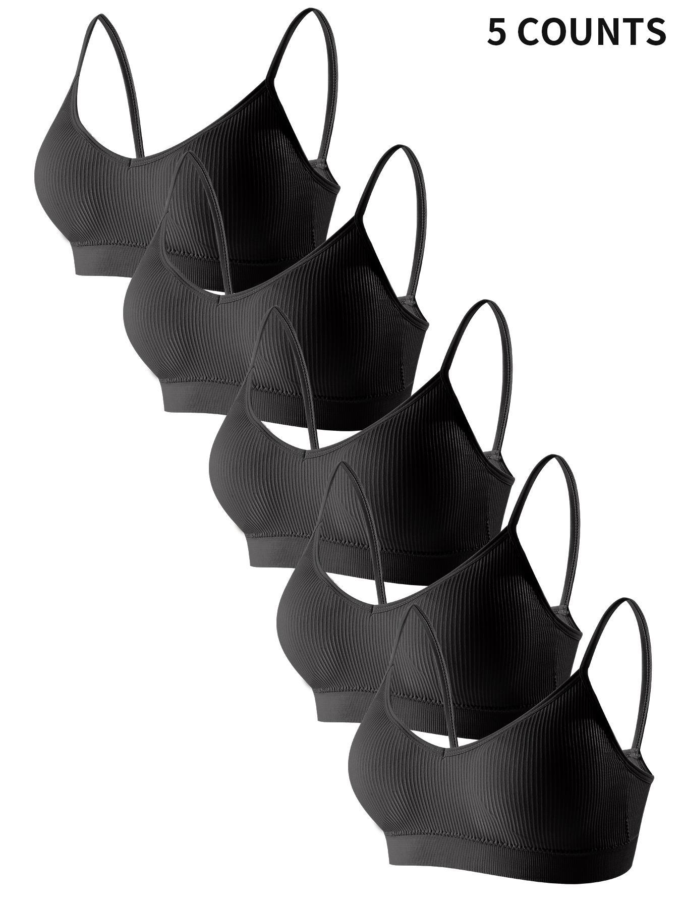 Women's Solid Ribbed Wireless Bra, Casual Padded Push-Up Bra, Soft Comfy Breathable Lingerie Top for Daily Wear, Underwear