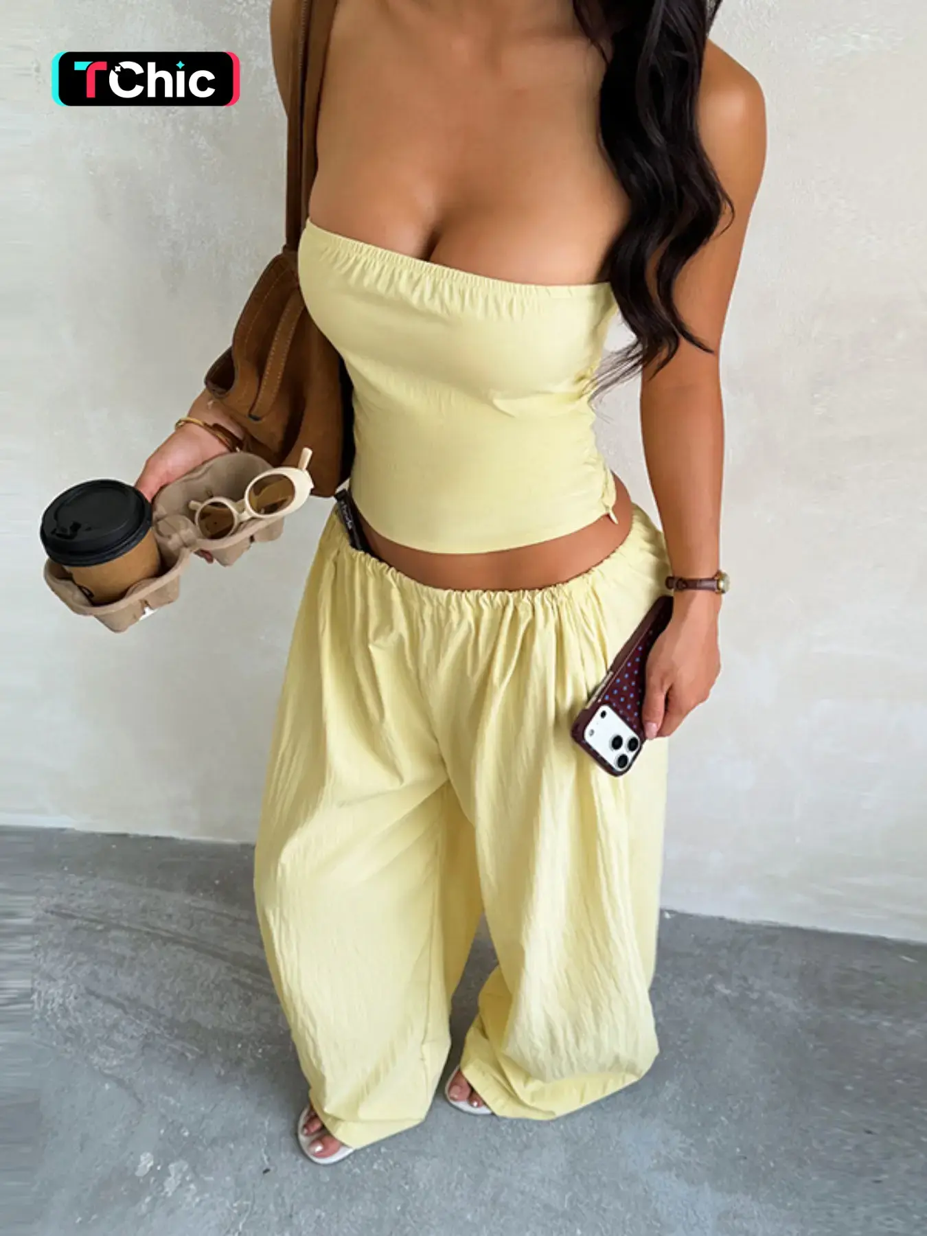 Tank Top Long Pants Set, Strapless, Comfortable & Stylish, Perfect for Daily Wear, Everyday, Versatile Fashion Choice, Ideal for All Seasons