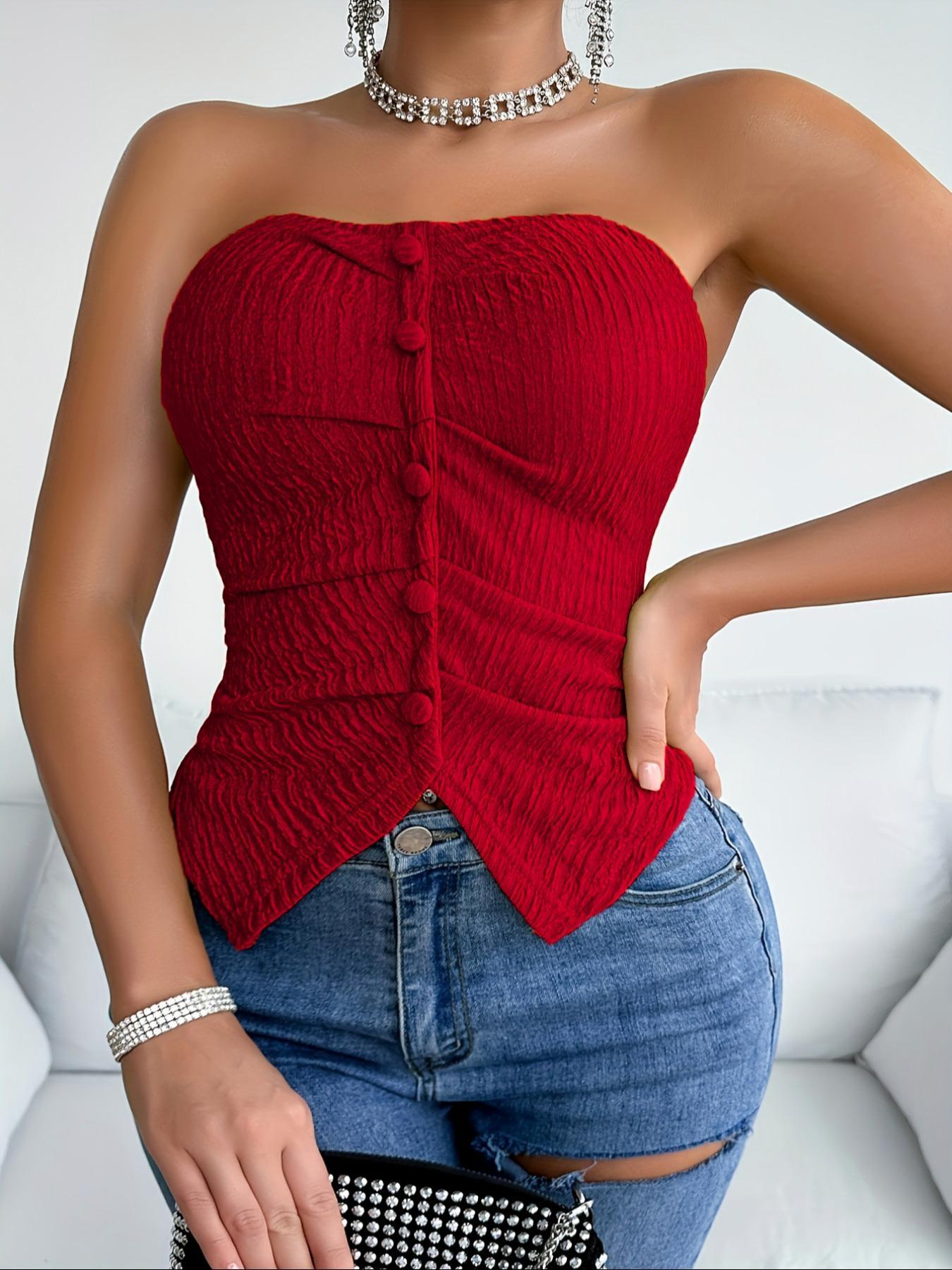 Women's Solid Color Tube Top, Casual Fashion Top for Summer, Women's Clothing for Daily Wear, Camisole Tops