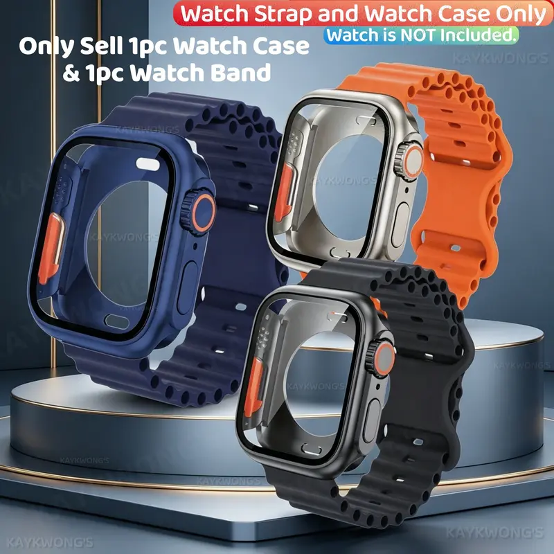 KAYKWONG'S Sport Watch Band and Case Set, Smartwatch Accessories, Include Silicone Buckle Strap and Protective Watch Case, Compatible with iWatch Series 11/10/9/8/7/6/5/4/3/2/1, Size 46mm 45mm 44mm 42mm 40mm, Unisex, Easy Installation