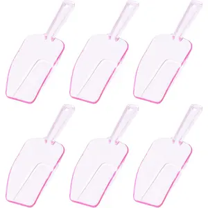 Ice Scoop for Freezer Clear Pink Plastic Candy Buffet Scoopers Acrylic Multi-purpose Kitchen Scoop for Party Wedding Popcorn Cookie Dry Goods 6 Pack 7.5 In