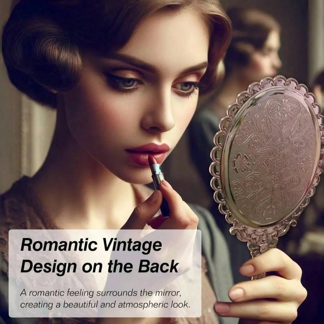 Vintage Makeup Mirror with Floral Relief, Cosmetic Mirror, Portable European Style Mirror, Handheld Mirror, Perfect Gift for Brides and Teens