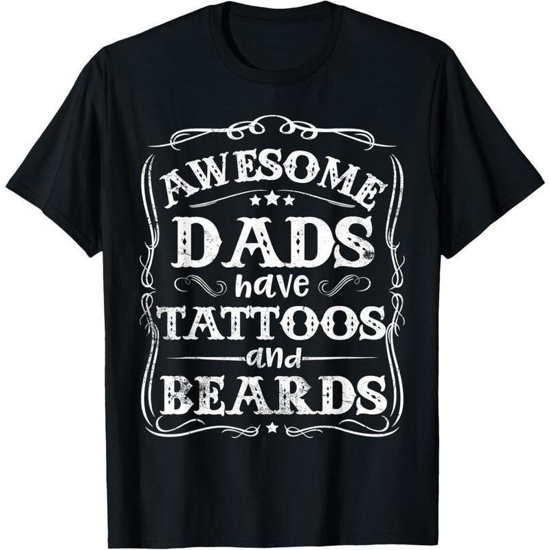 Cotton Awesome Dads Have Tattoos And Beards Funny Father's Day 2026 T-Shirt Black-Hoodie-front Black-Sweatshirt-front
