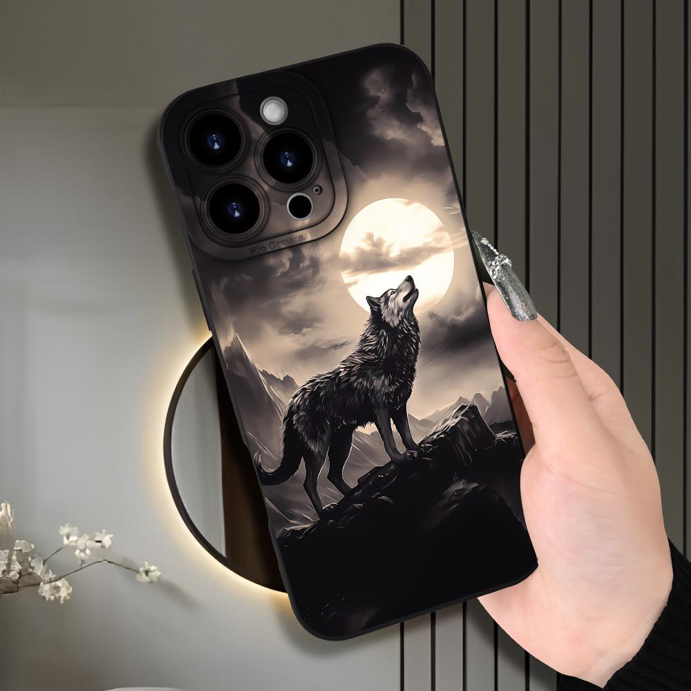 creative wolf howl pattern phone case for iPhone 16/15/14/13/12/XS/ Plus/Pro/Max/Mini - stylish design suitable for both men and women, perfect gift for friends, family, boyfriend or girlfriend