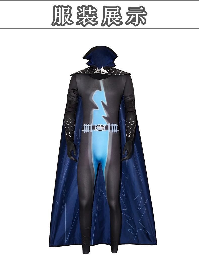 Adult Megamind Cosplay Costume Anime Movie Superhero Bodysuit With Cape Men's Halloween Carnival Party Role Play Clothing