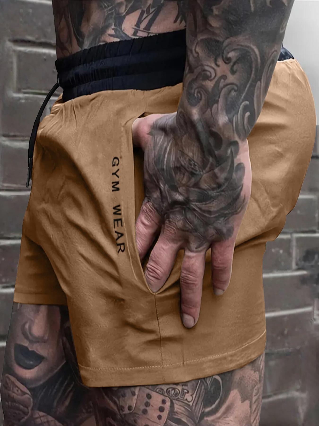 Men's Letter Print Leisure Shorts, Casual Comfy Breathable Athletic Shorts for Summer, Shorts for Men, Men's Bottoms for Daily Wear, Men Shorts, Jogging Shorts, Breathable Fitness Shorts, Summer Sports Shorts