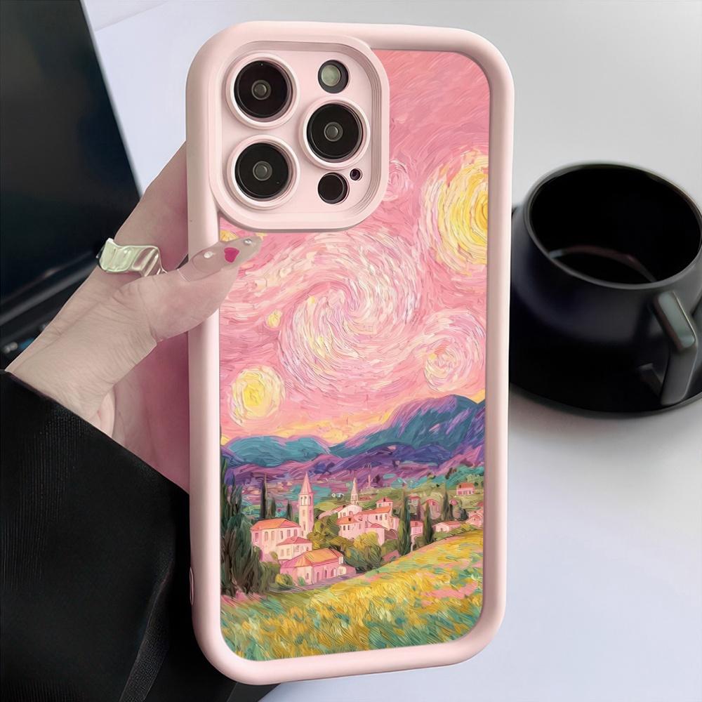 Phone Case - Charming Pink Starry Night Design, Perfect Pink Textured Phone Cover Compatible with for Apple Smartphones Including  iPhone 17 E Air Pro ProMax iPhone16 15 14 Plus 13 12 Mini 11 X XS XR