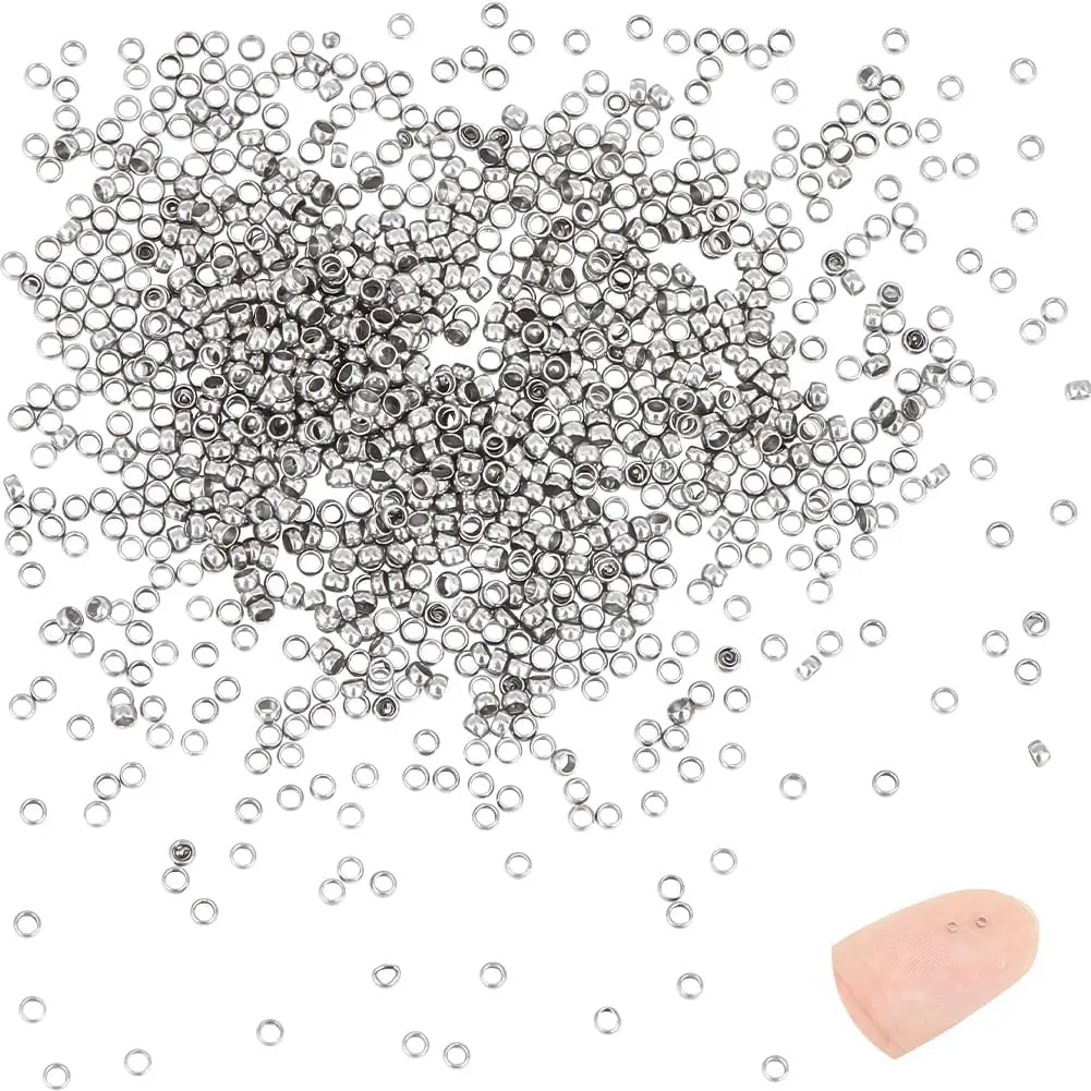1000 count Round Crimp Beads 1.5mm Stainless Steel Spacer Beads 0.8mm Hole  Metal Crimp Bead DIY Bracelet Bead for DIY Necklace  Making