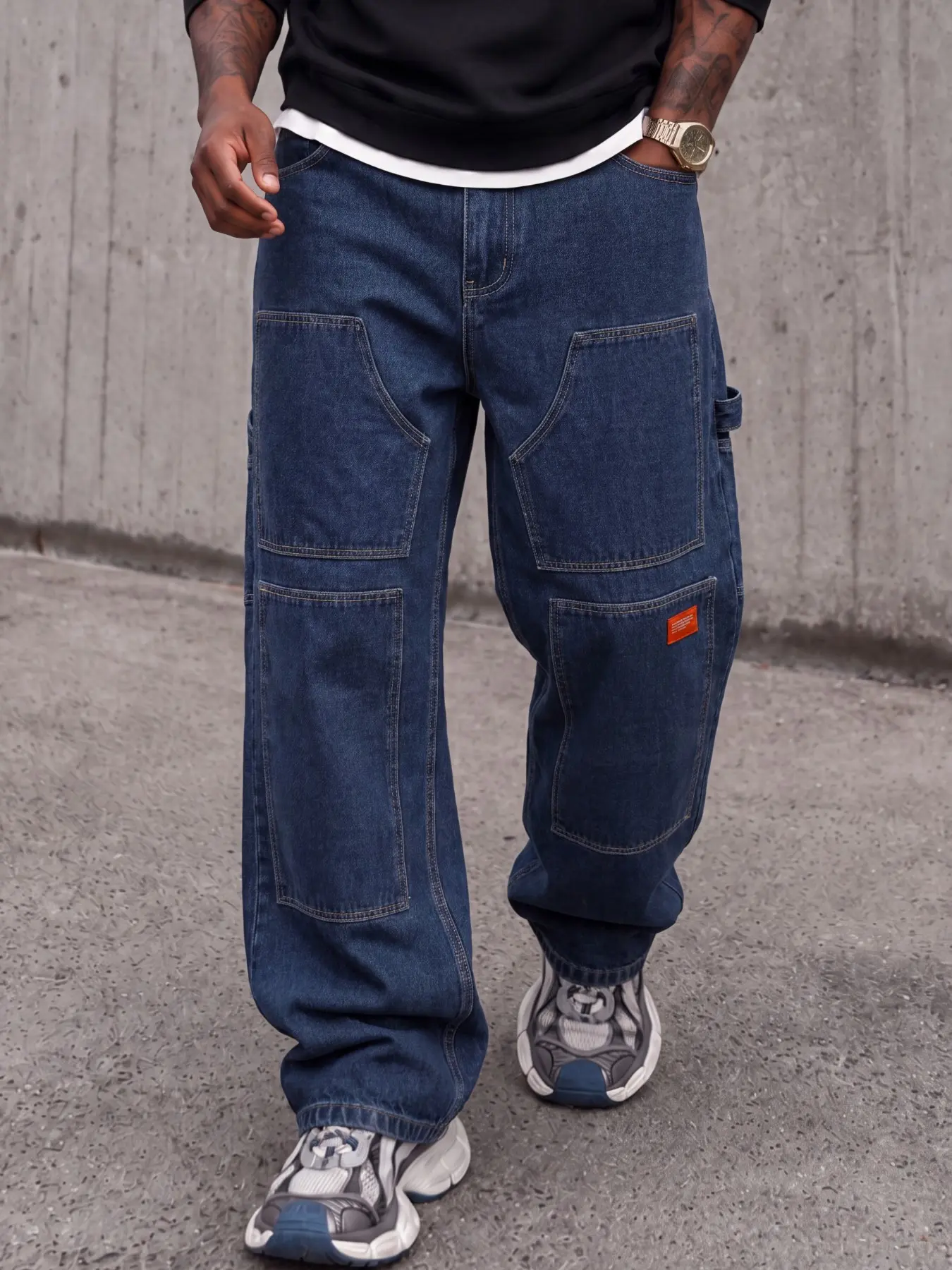 Y2K Men’s Straight-Leg Versatile Cargo Denim Pants, Pockets Cargo Jeans, Loose Straight-Leg Fit, All-Season Everyday Streetwear Versatile Jeans, Suitable for Going Out, Hangouts, Commuting, College, and Streetwear Outfits