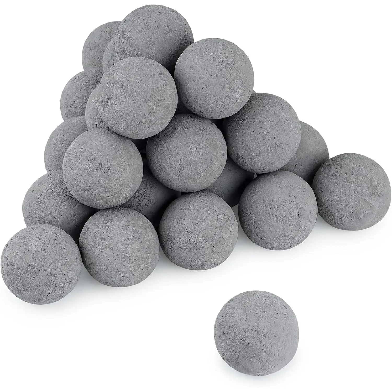 2 inch Ceramic Fire Pit Balls, Set of 25 Round Balls, Gray