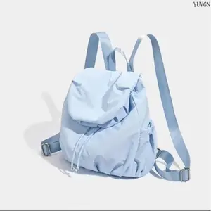 Women's Casual Ruched Backpack, Lightweight Soft Nylon Daypack with Drawstring, Water-Resistant for School & Travel, Lightweight Daily Backpack
