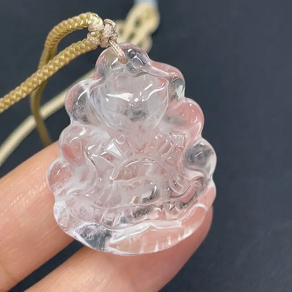 Clear Quartz Nine-Tailed Fox General Pendant| Boost Career & Social Connections