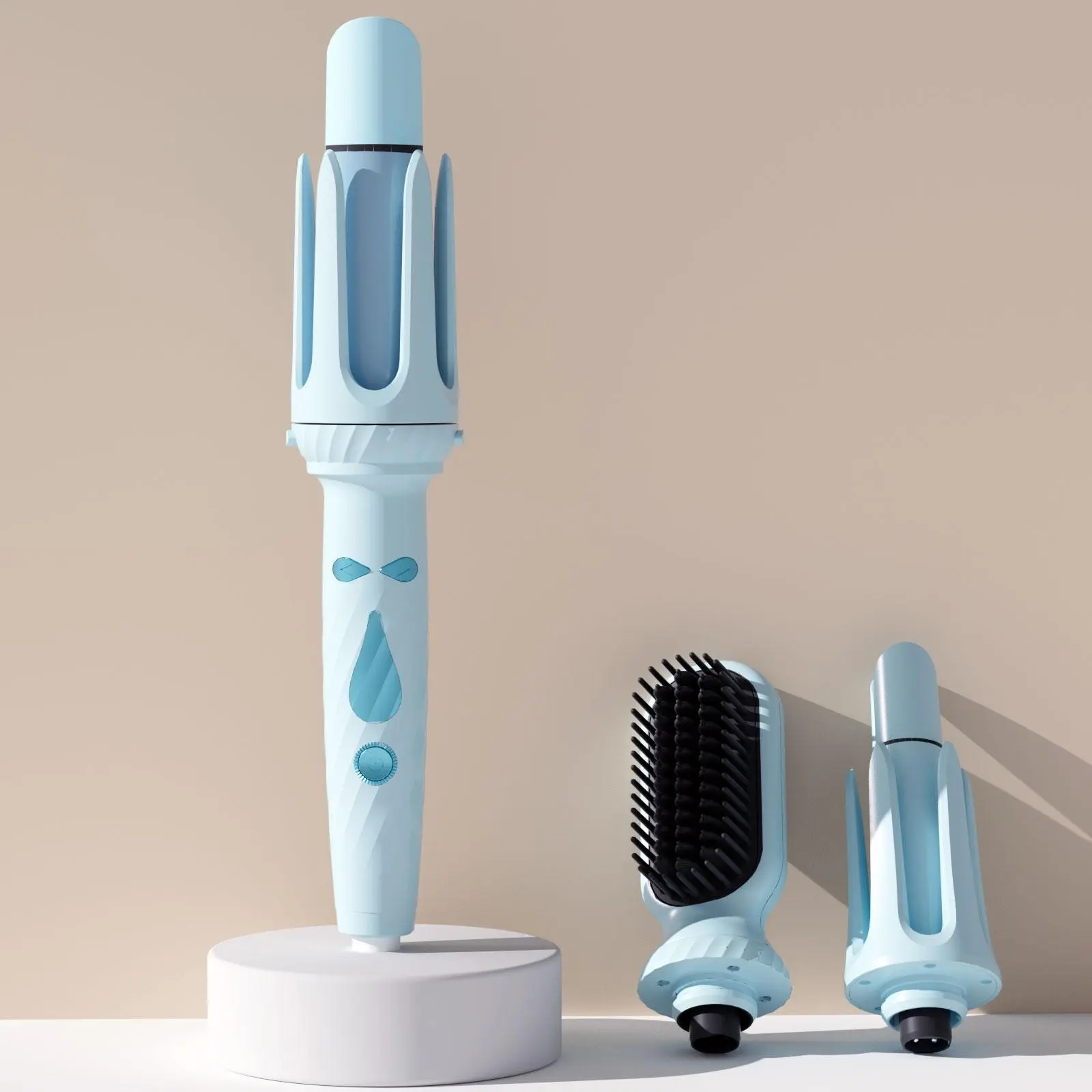 3-In-1 Hair Curler Set with Ionic Spray, Reduces Static Frizz, Locks in Moisture, Easy to Use, Automatic Shut off After 60 Minutes