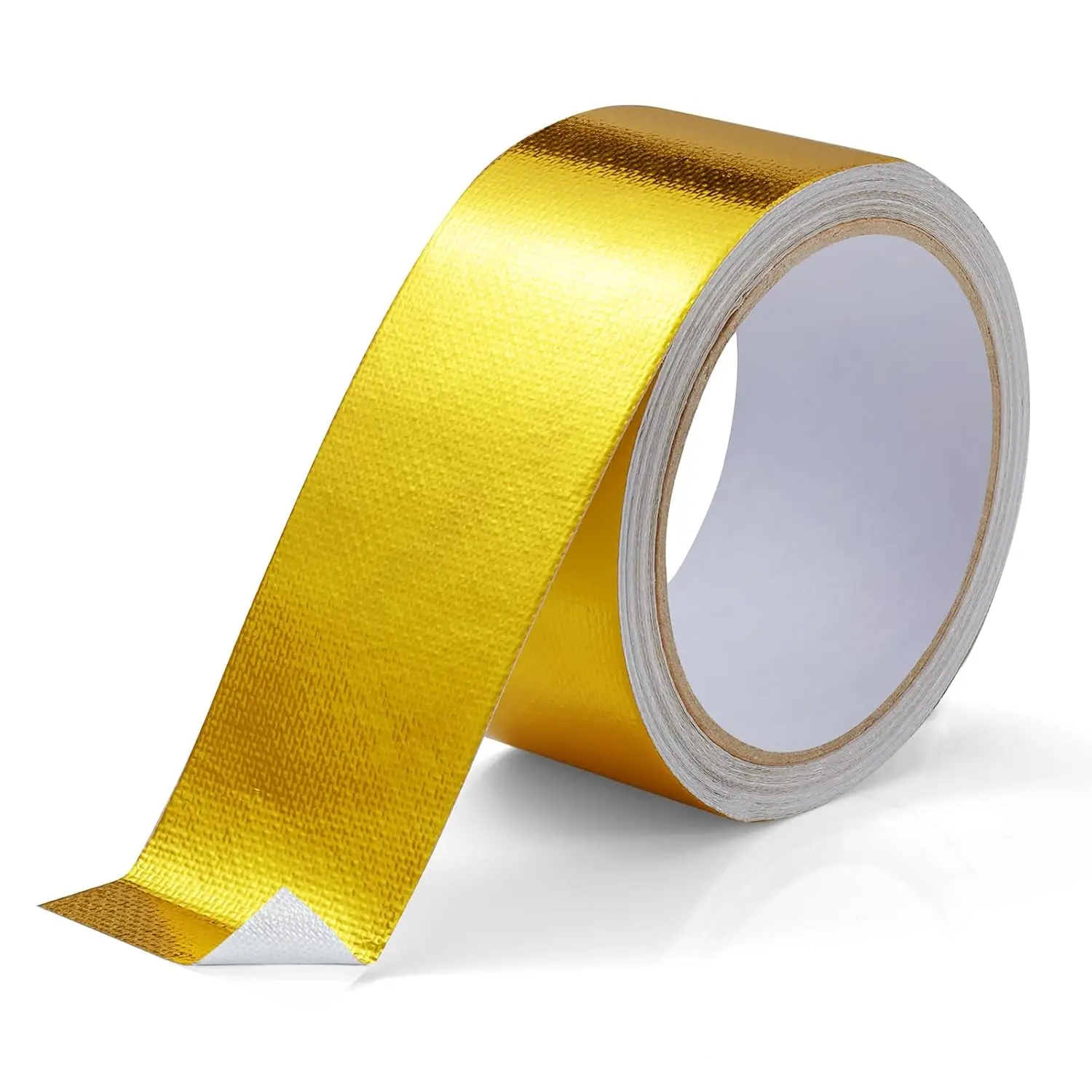 Foil Tape, 2in x 15FT Fiberglass Heat Shield Tape, Golden Self-Adhesive Heat ReflectiveTape, Exhaust Heat Resistant Tape, for Hose and Auto Use