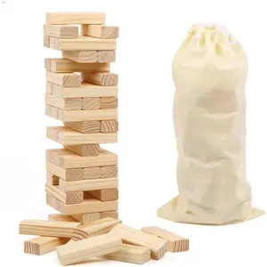 54PCS Classic Block Stacking Board Game Wooden Blocks Stacking Games for Kids and Families Tumbling Tower Blocks Game for Kids and Adults with Storage Bagfidget toys