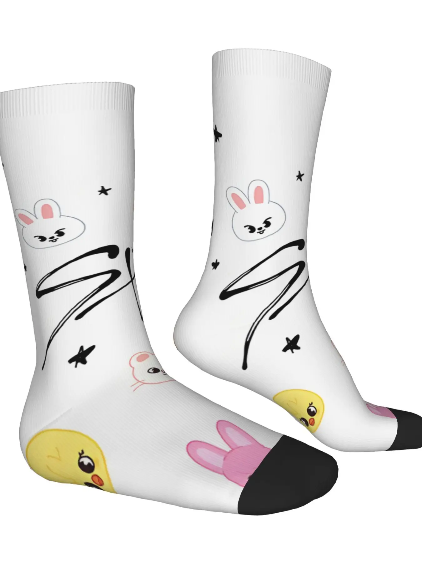 Hip Hop Vintage K-Pop Animal Seamless Socks, Compression Crew Socks, Unisex Street Style, Funny Novelty Gift, Funky Socks, All Seasons