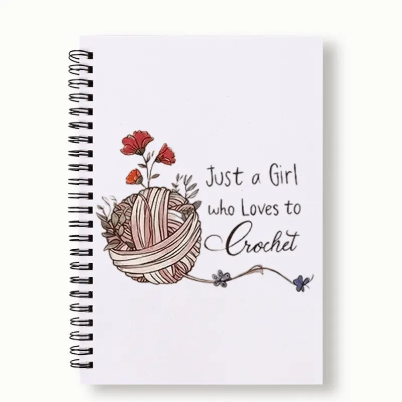 Spiral Bound Crochet Enthusiast Notebook - 'Just a Girl Who Loves Crochet' Floral Yarn Design Journal, Knitting Inspiration Source, Gift for Sewing Lovers, Adult Coloring Art Supplies, Handmade Aesthetics, High-Quality Paper, Creative Shapes, Smooth Page