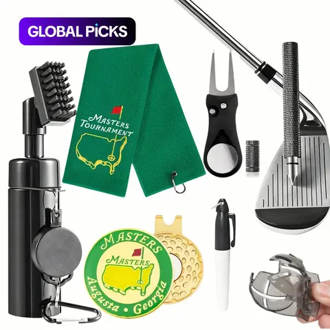 Complete Golf Club Cleaning Kit, Includes Water Brush, Towel, Divot Repair Tool, Groove Sharpener, Golf Ball Alignment, Essential Golf Accessories, Golf Gadgets, Golf Gift Sets, Golf Gear, Golf Supply #GLOBAL PICKS