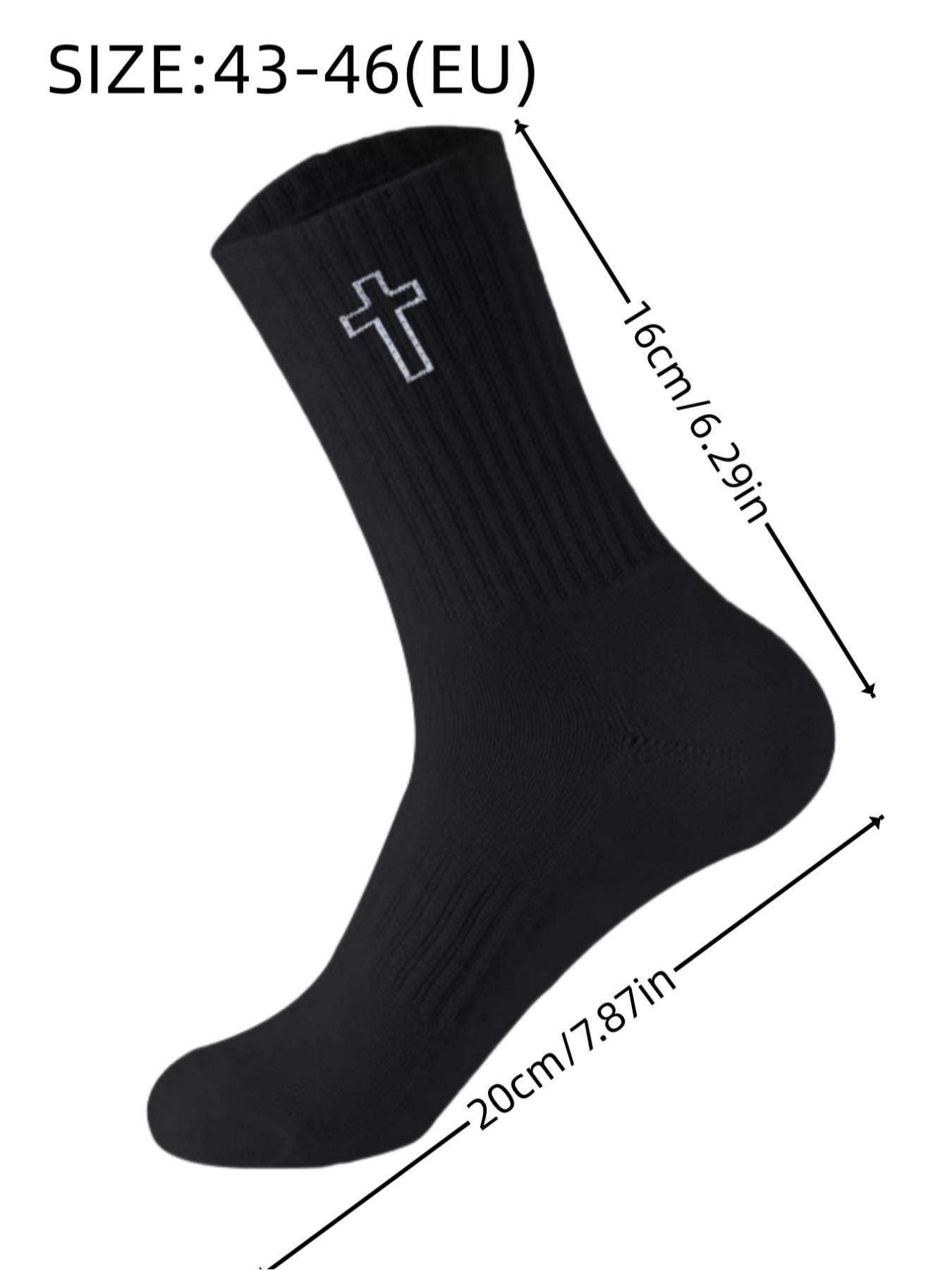 Men's Cross Print Crew Socks, Casual Comfy Breathable Mid-calf Socks for Daily Wear, Men's Socks for All Seasons, Breathable Socks, Sports Athletic Socks
