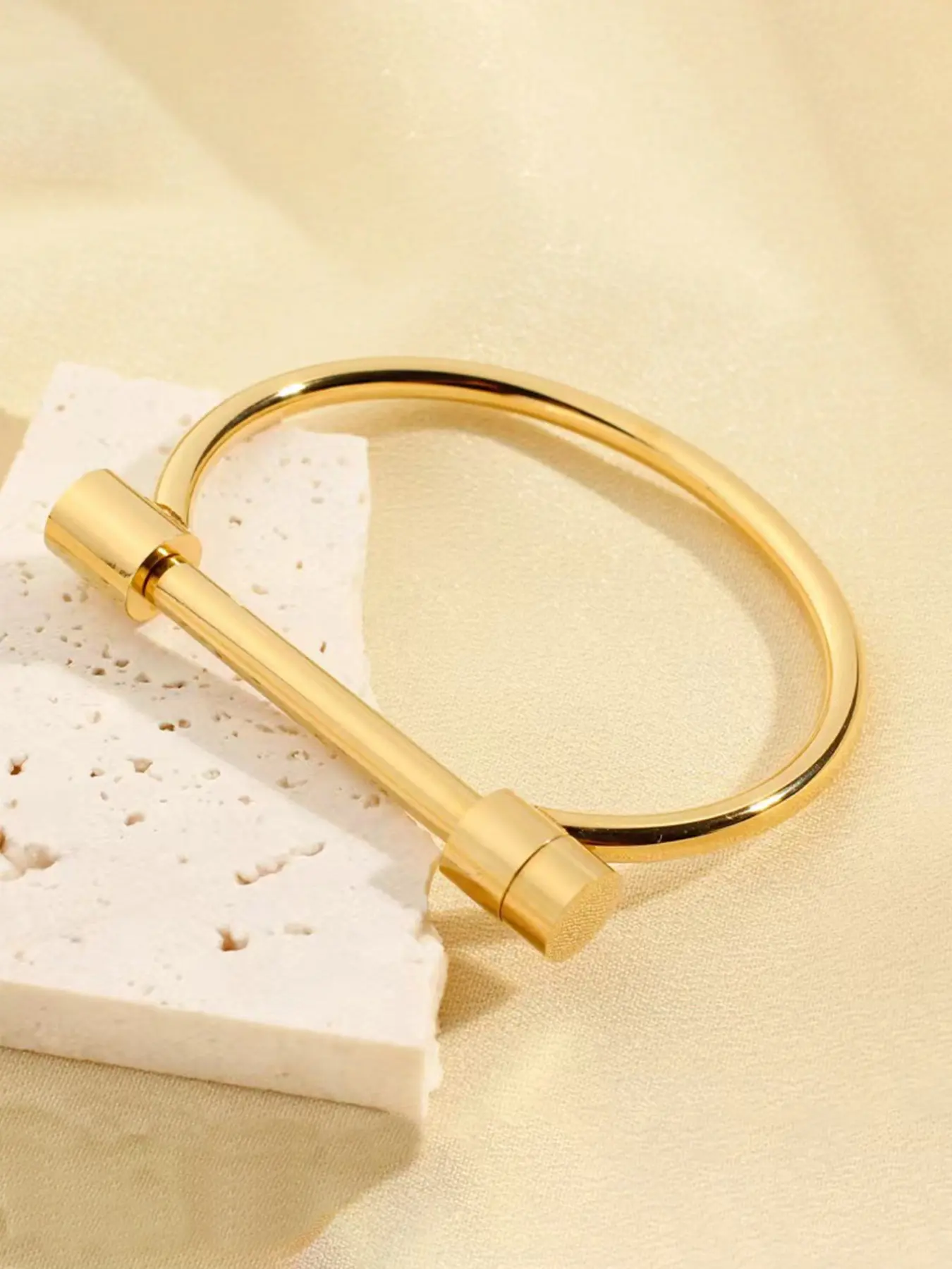 Unisex Street Style Horseshoe Shaped Bangle, Trendy Minimalist Bangle Bracelet, Fashionable Vintage Jewelry for Women & Men As Gift