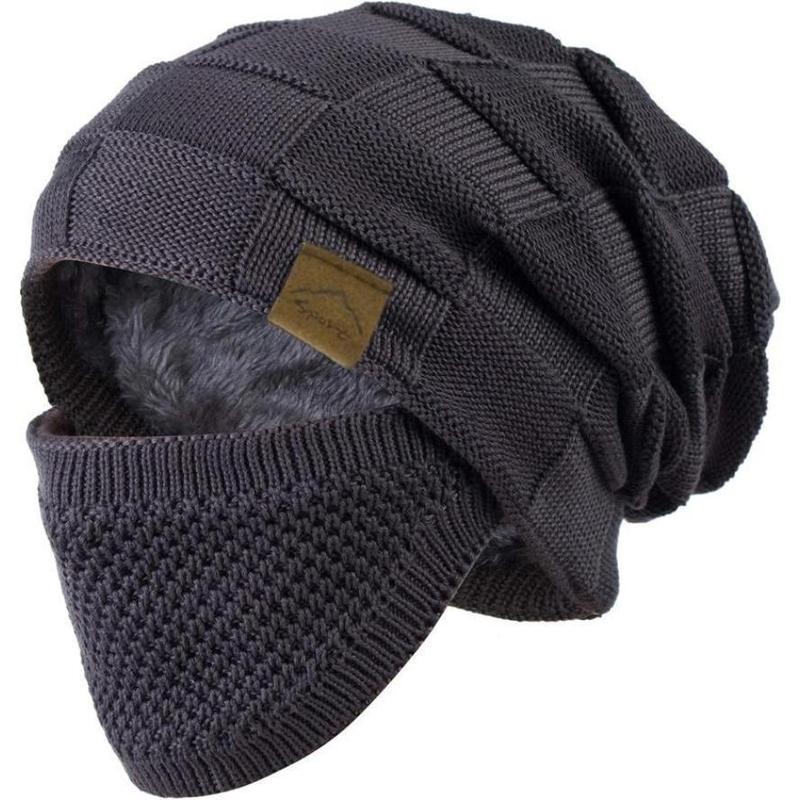 Unisex 2-in-1 Knit Hat & Face Mask Set - Lightweight Warm Windproof, Soft Stretchy Full Coverage, Viral Pick for Skiing Snowboarding Cold Weather Outdoor Gear