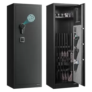 VEVOR 8-10 Gun Safe, Long Gun Cabinet for Rifles and Pistols, Quick Access Rifle Safe with 3 Pistol Pockets and Adjustable Racks, Large Digital Cabinet with Fingerprint and Password Lock