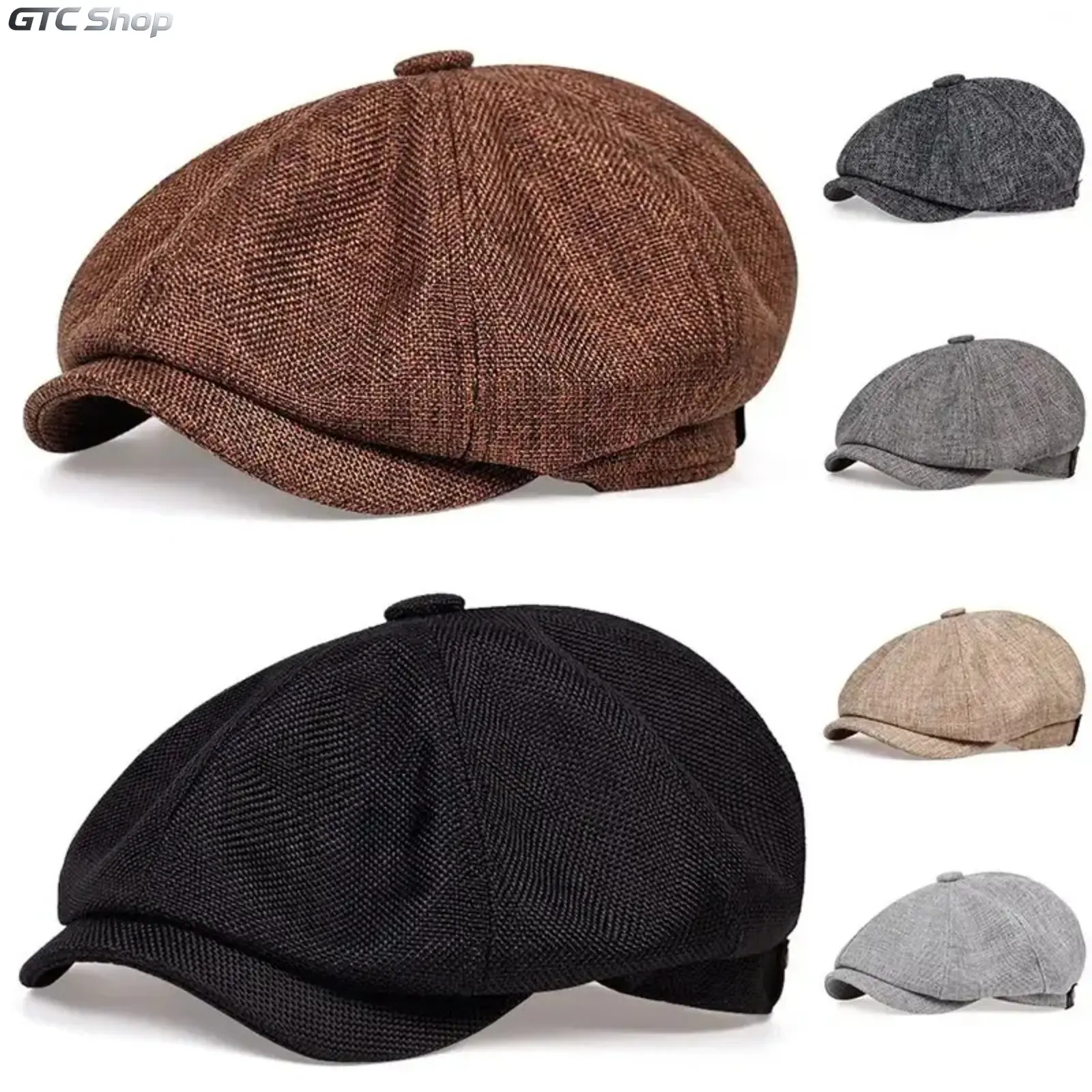 Men's Breathable Cotton 8‑Panel Vintage Newsboy Cap, Flat‑Brim Adjustable Outdoor Hat, Retro Stylish Headwear for Autumn Casual Outfits, Daily Wear and Artist‑Style Looks