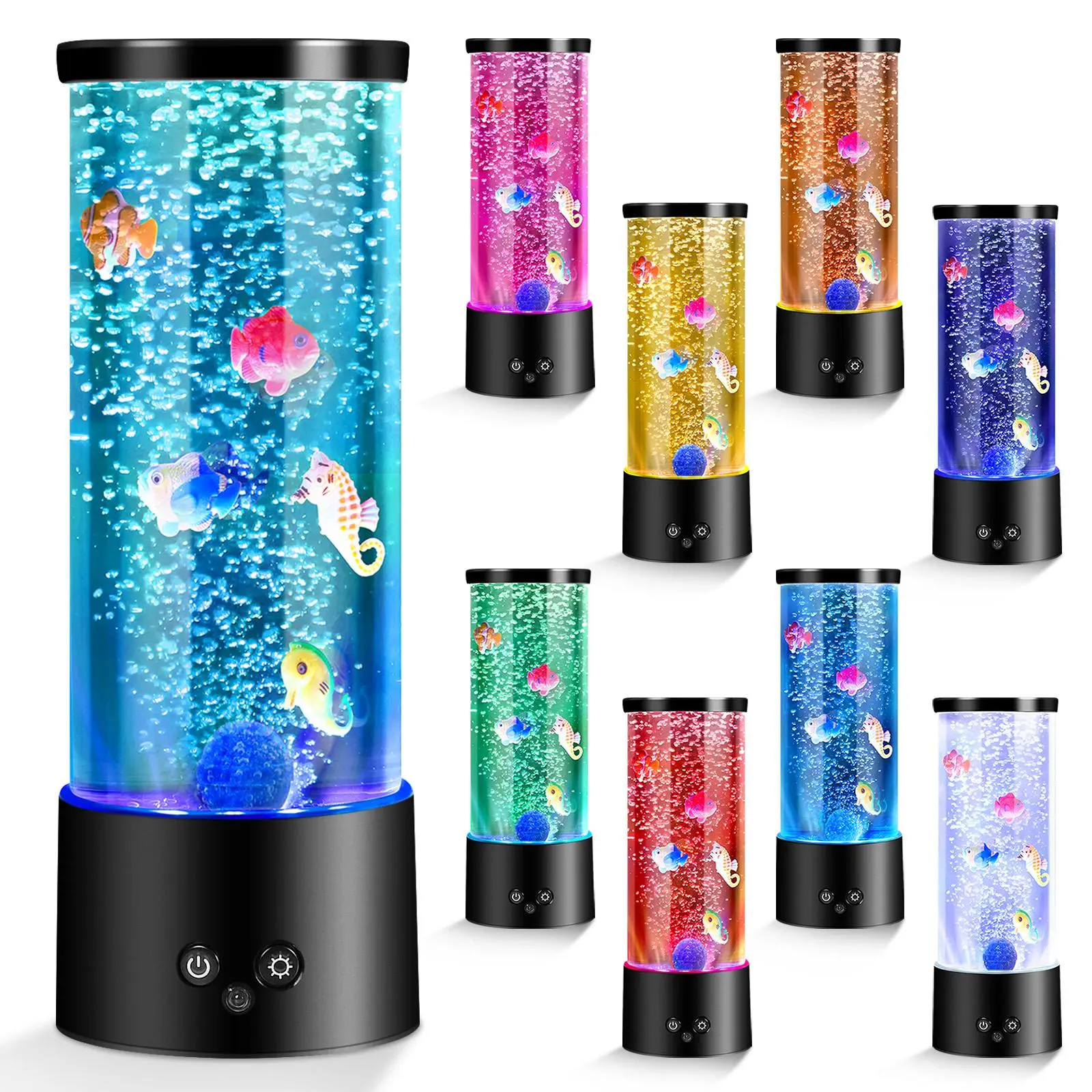 Remote Control Bubble Fish Ambient Lamp | RGB Color-Changing LED, Adjustable Brightness, 4 Light Modes, Sensory Stress Relief Night Light, Calming Bedside Home Decor