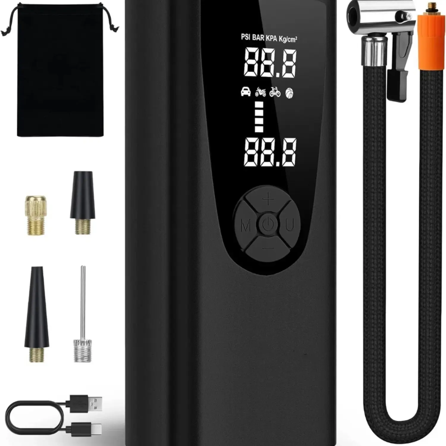 Rechargeable tire inflator 20000 mAh car air pump - 150 PSI electric tire inflation, tire pressure visible + emergency light - all-in-one inflation for vehicles, boats, balls, suitable for birthday gifts for couples