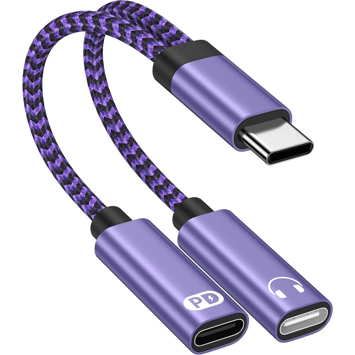 USB C Dongle Splitter, 2 in 1 USB C Headphone Jack Adapter and Charger, Type C Audio Adapter with PD 60W    Dongle for  17 16 15 Pro Max Plus Air, iPad, ,
