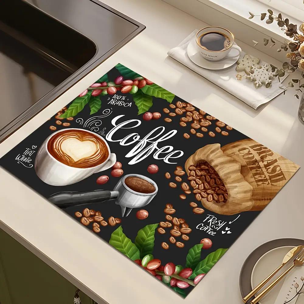 A Drying Mat for Tableware, Suitable for Coffee Machines, Kitchen Tables, And Countertops, Featuring Absorbent And Non-Slip Properties, Ideal for Kitchen And Dining Room Settings, As Well As Home Decor.