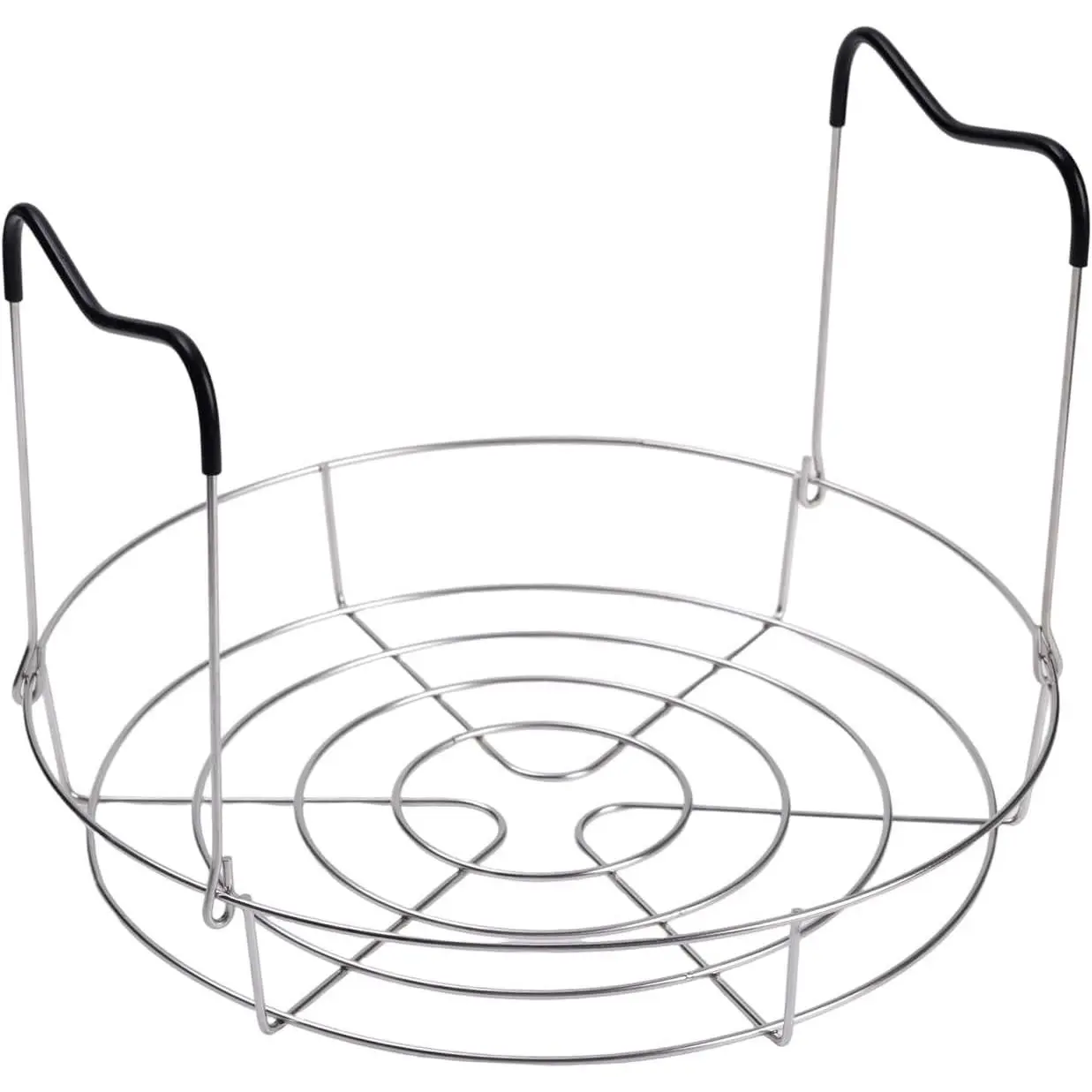 12in Silver Stainless Steel Canning Rack with Heat Resistant Silicone Handles for Regular Mouth and Wide Mouth jars, Holds 6 Quart or 7 Pint Jars in Pressure Canner Pot