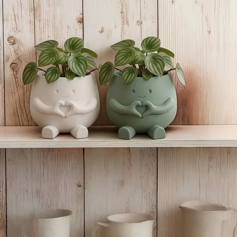 2pcs Heart-Shaped Pots, Cute Succulent Planters, Fashionable Small Flowerpots, Decorative Garden Pots, Ideal for Office & Home Decor, Indoor & Outdoor Use, Perfect Gift