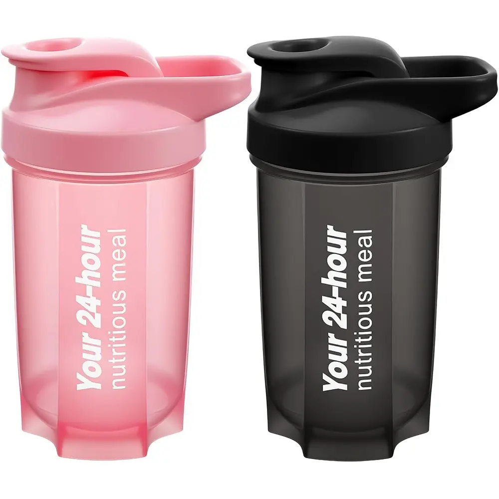 2pcs/set 17oz Shaker Protein Shake Bottle with Metal Mixing Ball, Ideal for Fitness Enthusiasts, Supplement Container for Sports Nutrition