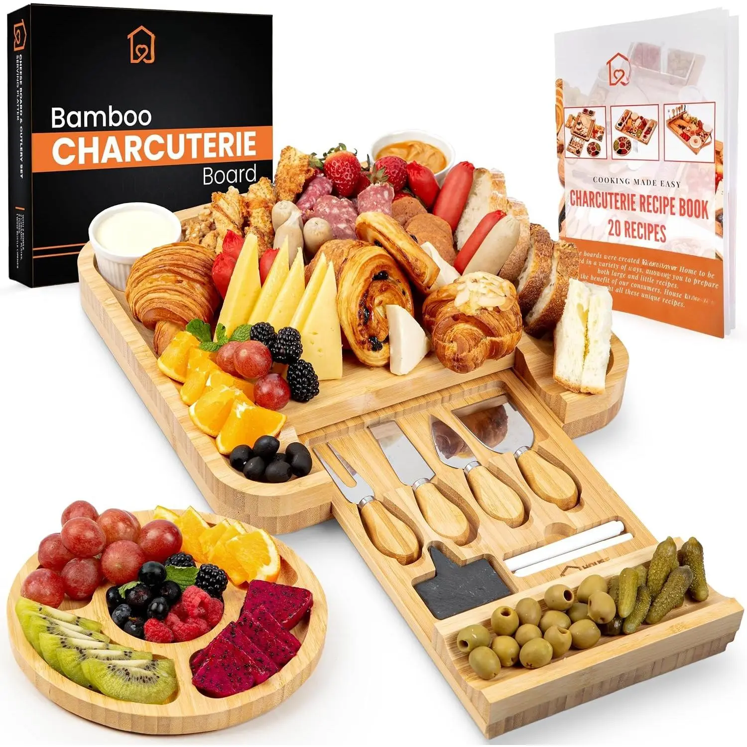 Large  Charcuterie Board Set with  Drawer Storage | Cheese Board with  & Bowls |  warming, Bridal Shower