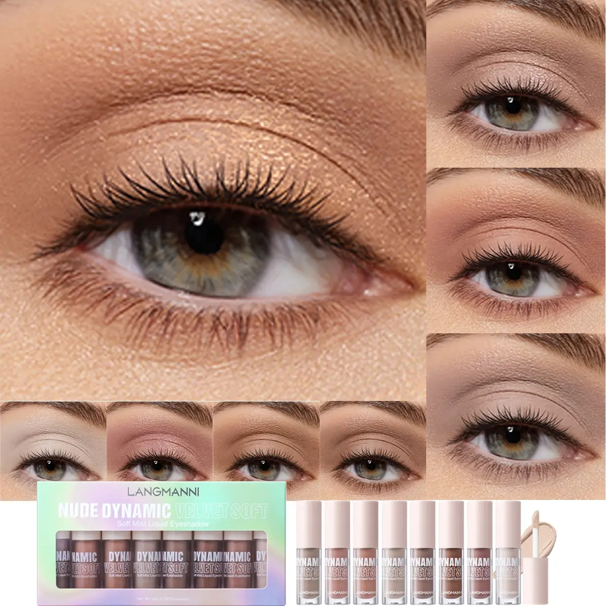 Liquid Eyeshadow Matte Cream Eyeshadow, Long Lasting Waterproof Liquid Eye Shadow, Lightweight Blendable Creamy Eye Makeup, 8 Neutral Nude Shades Buildable Pigmented Eyeshadow for Daily Eye Makeup Cosmetic Eyeshadow