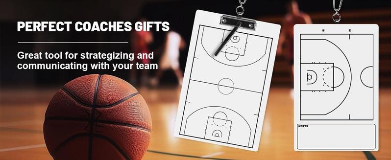 Basketball Coaches Clipboard,White Double-Sided Dry Erase Coach Clipboard, Basketball Whiteboard for Coaches, White Board with Marker for Coaches Gift